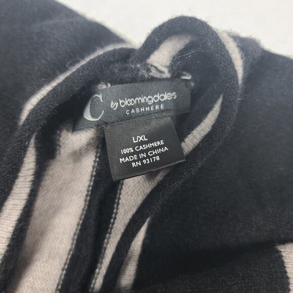 C by Bloomingdale's women's 100% cashmere black/white cape sweater size L/XL - Picture 8 of 10
